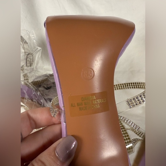 Lulus Damsia Purple Rhinestone Open Toe Ankle Strap Heels 8.5 - Picture 8 of 12